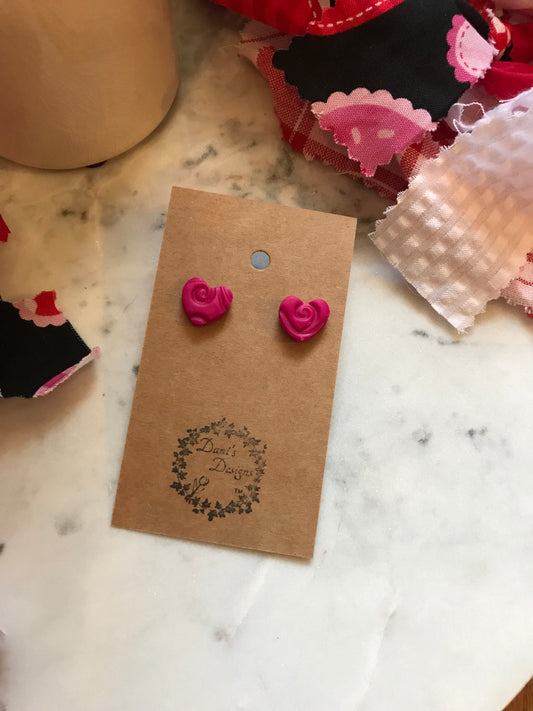 Whimsical Heart Magenta Mini Studs