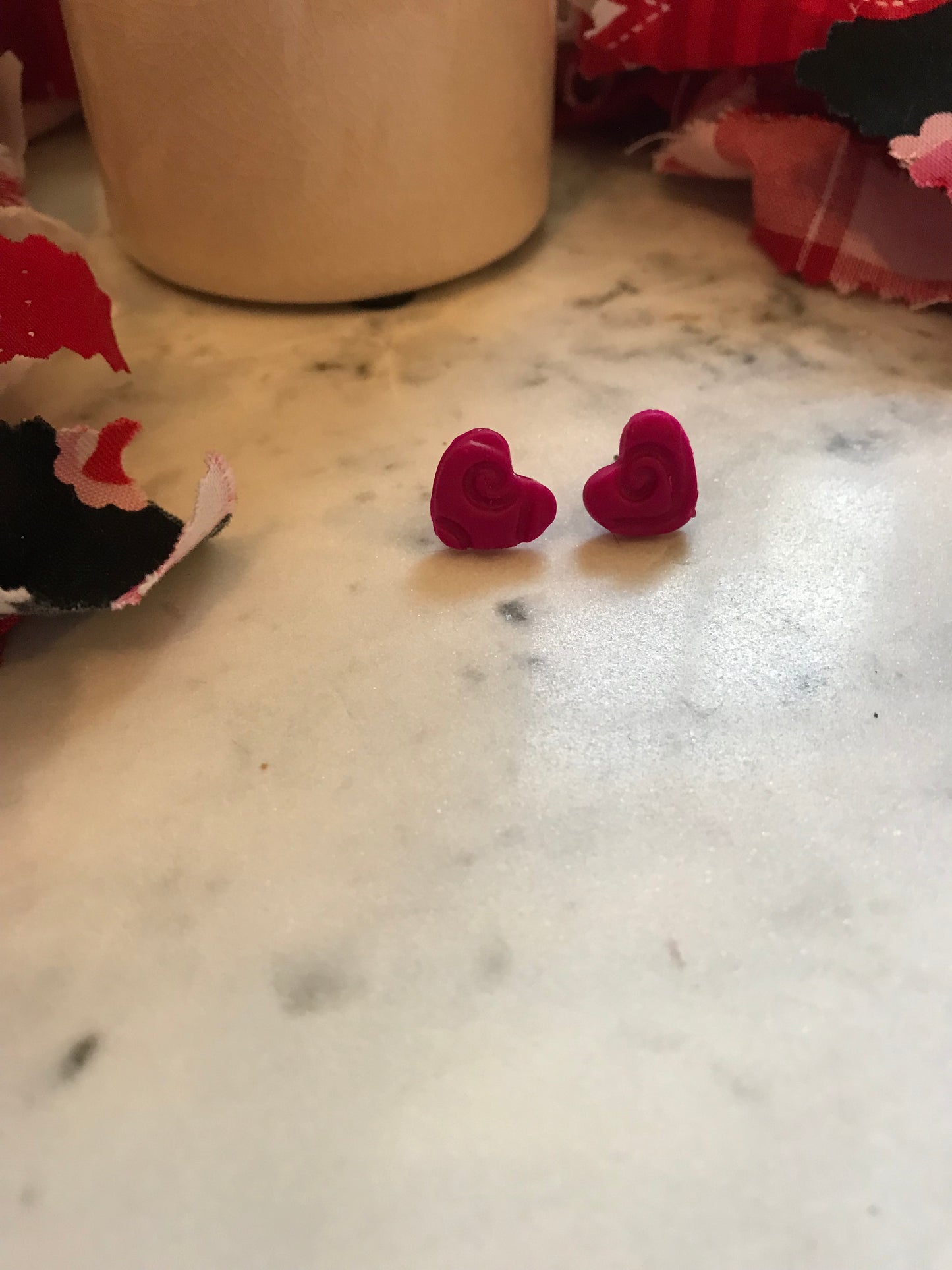 Whimsical Heart Magenta Mini Studs