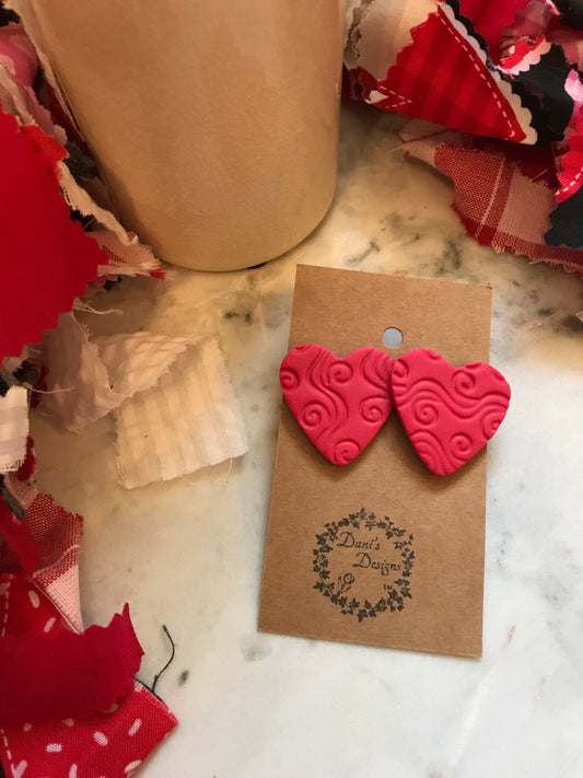 Whimsical Heart Raspberry Jumbo Studs