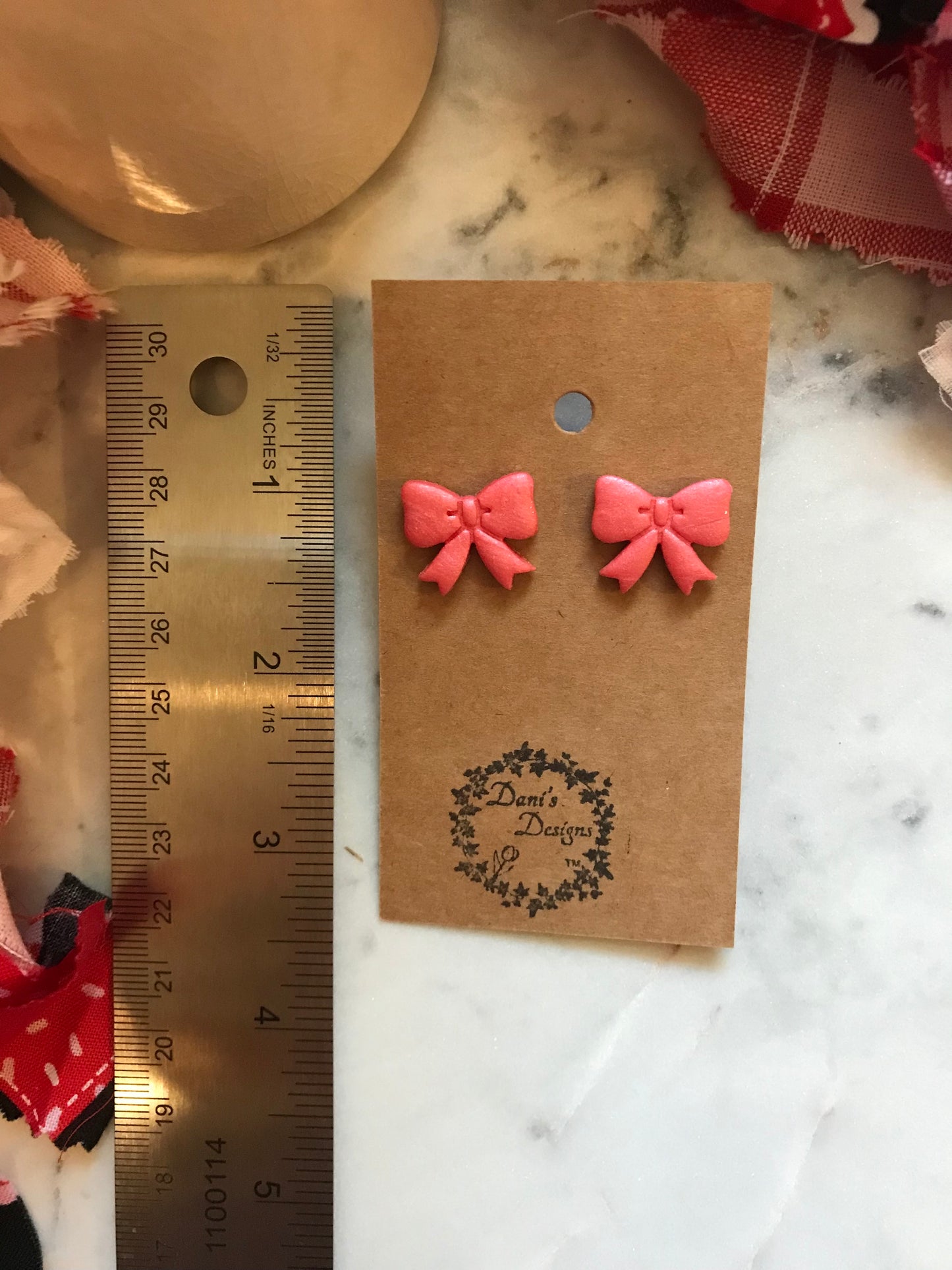 Pearl Pink Bow Studs